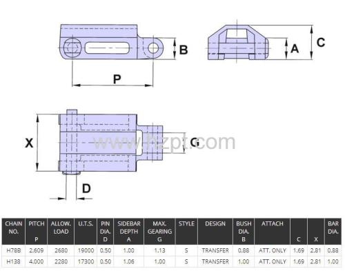 Rooftop transfer chain H78A H130 H138 For Heavy Duty Industry
